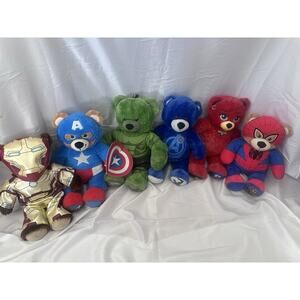 Build A Bear Marvel Avengers Plush Hulk Cap America Spiderman Ironman Lot 6